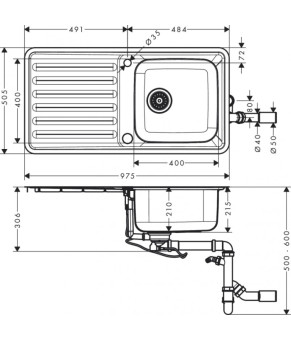 Кухонная мойка Hansgrohe S4113-F400 43338800