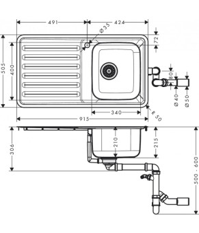 Кухонная мойка Hansgrohe S4111-F340 43340800
