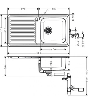 Кухонная мойка Hansgrohe S4111-F400 43341800