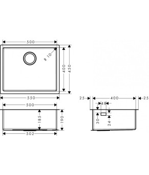 Кухонная мойка Hansgrohe S719-U500 43427800