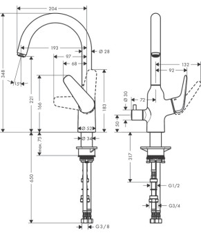 Смеситель кухонный Hansgrohe Focus M424-H220 71803000