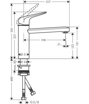 Смеситель кухонный Hansgrohe Focus M421-H120 71806000