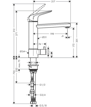 Смеситель Hansgrohe Focus M424-H180 71813000