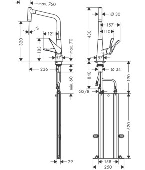 Смеситель Hansgrohe Metris M7116-H320 ST 73801800