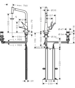 Смеситель Hansgrohe Metris Select 73806800