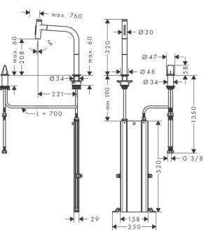 Смеситель Hansgrohe Metris Select 73818670