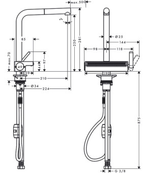 Смеситель Hansgrohe Aquno Select M8110-H1250 ST 73836800
