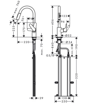 Смеситель Hansgrohe Focus M4116-H240 Eco 73895000