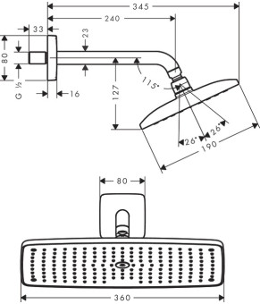 Верхний душ Hansgrohe Raindance E 27371000