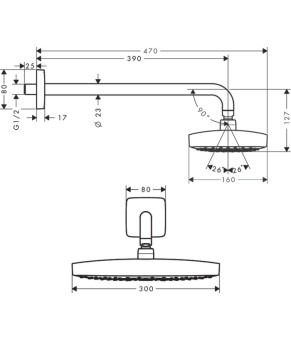 Верхний душ Hansgrohe Raindance Select E 27385400