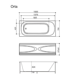 Ванна гідромасажна WGT Rialto Orta 150х70 Aero Line RLTORT150ARLPCW