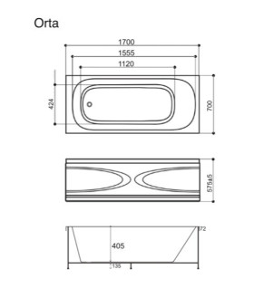 Ванна гидромассажная WGT Rialto Orta 170х70 Aero Line RLTORT170ARLPCW