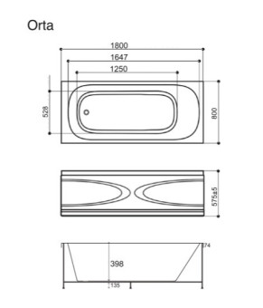 Ванна гідромасажна WGT Rialto Orta 180х80 Aero Line RLTORT180ARLPCW