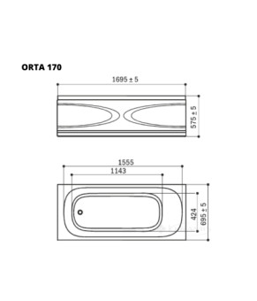 Ванна гидромассажная WGT Rialto Orta 170х70 Hydro Line Tre Meno RLTORT170HLTMPCW
