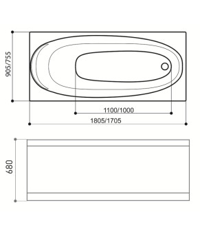 Ванна WGT Rialto Arona 1705х755 RLTARN170BW