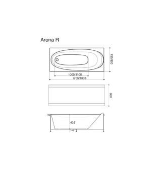 Ванна гідромасажна WGT Rialto Arona 1705х755 Hydro Line Uno RLTARN170HLUPCW