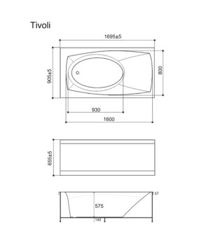 Ванна гидромассажная WGT Rialto Tivoli Aero Line RLTTVL170ARLPCW