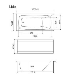 Ванна гідромасажна WGT Rialto Lido Hydro Line RLTLD170HLPCW