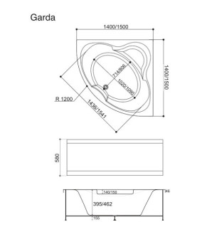 Ванна WGT Rialto Garda 140х140 RLTGRD140BW