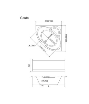 Ванна гидромассажная WGT Rialto Garda 140х140 Hydro Line Uno Meno RLTGRD140HLUMPCW