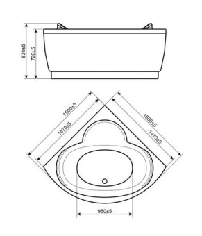 Ванна гидромассажная WGT Rialto Maggiore Aero Line RLTMGR147ARLPCW