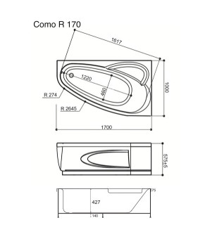 Ванна WGT Rialto Como 170х100 RLTCM170LBW