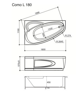 Ванна гідромасажна WGT Rialto Como 180х110 Hydro Line RLTCM180LHLPCW