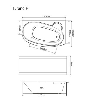 Ванна гидромассажная WGT Rialto Turano Aero Line RLTTRN170LARLPCW