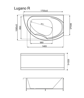Ванна гидромассажная WGT Rialto Lugano Hydro Line Tre RLTLGN170RHLTPCW