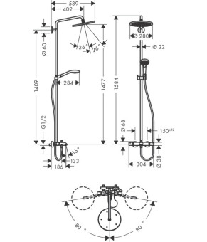 Душевая система Hansgrohe Croma Select S 26792000