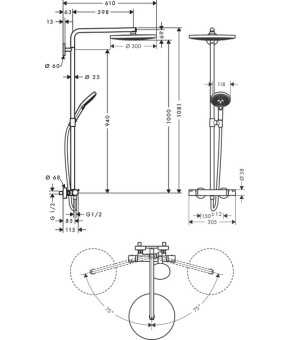 Душевая система Hansgrohe Raindance Select S 27133400
