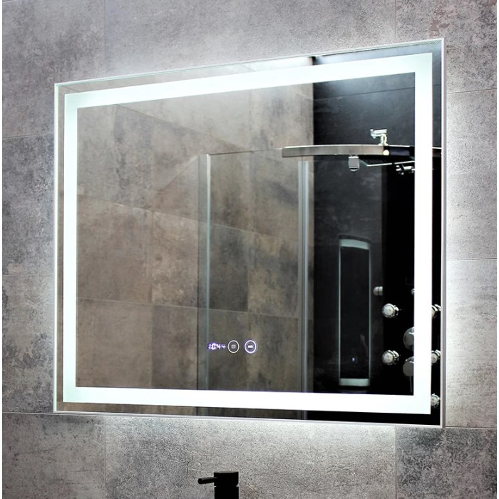 Дзеркало Dusel DE-M0061S1 Silver 65х80 см з годинником 600622