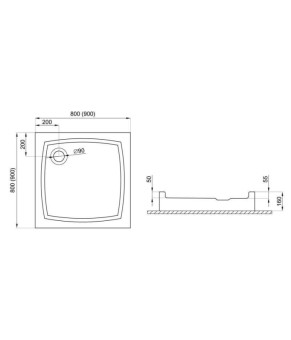 Поддон квадратный 80х80х16 см Polimat PATIO 00732 белый