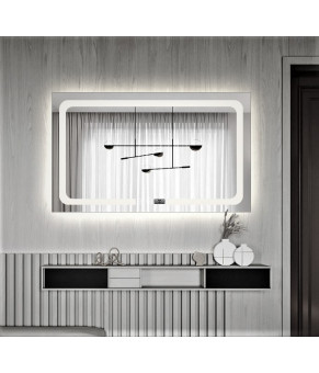 Зеркало Dusel LED DE-M3001 65х80 см часы/темп 630011