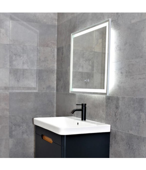 Зеркало Dusel DE-M0061S1 Silver 75х100 см с часами 600624