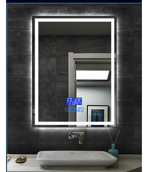 Дзеркало Dusel LED DE-M0061S1 Black 65х80 см з годинником 600617