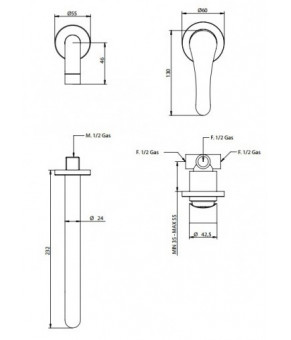 Смеситель Bongio O'Clock 14538BI22PR