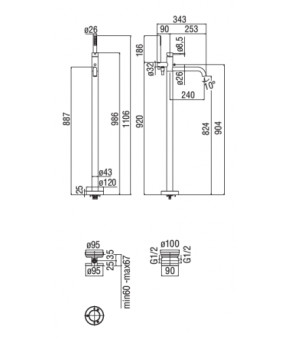 Смеситель Nobili Plus WE00180/TCR+WE77 25