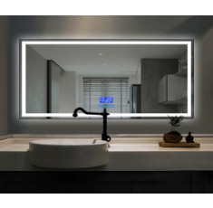 купить недорого Дзеркало Dusel LED DE-M0061S1 Black 65х80 см з годинником 600617
