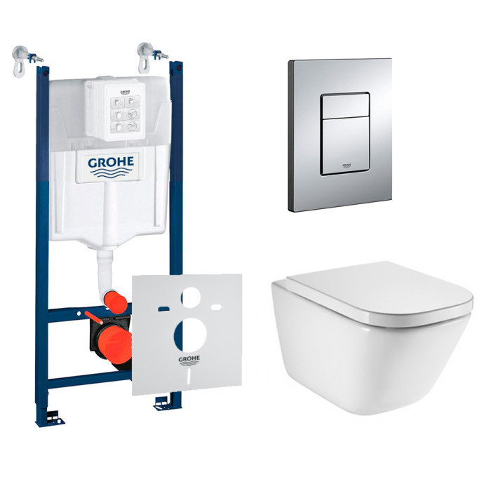 Комплект Grohe Rapid SL 3 в 1 3884000G, клавиша 38732000, унитаз Roca Gap A34H47C000
