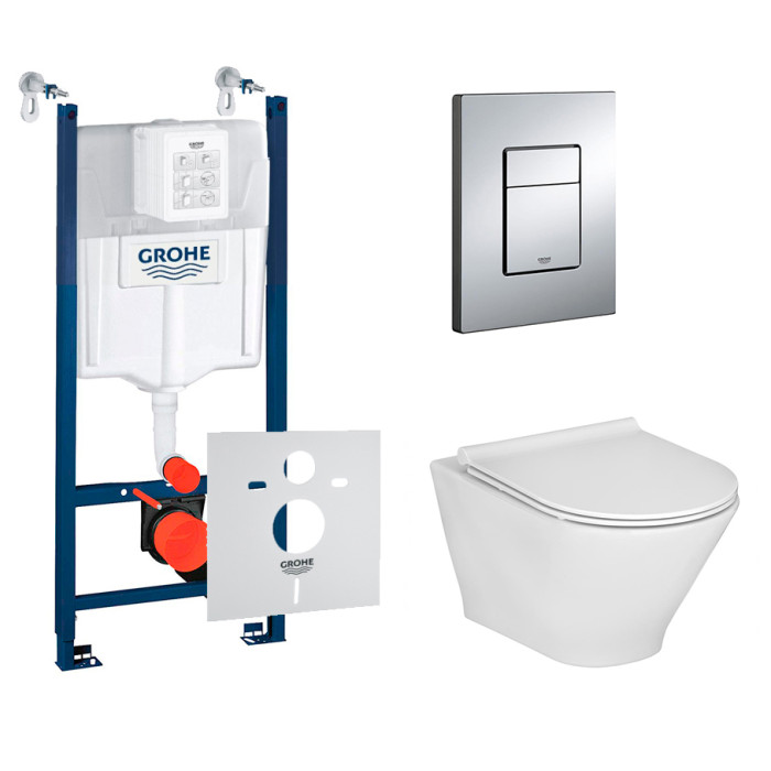 Комплект Grohe Rapid SL 3 в 1 3884000G, клавиша 38732000, унитаз Roca Gap A34H0N8000