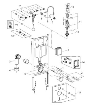 Комплект Grohe Rapid SL 3 в 1 3884000G, клавиша 38505000, унитаз Roca Gap A34H470000