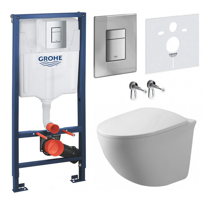 Комплект: инсталляция Grohe 38772001, панель Grohe 38732000, унитаз Dusel DWHT10201630R