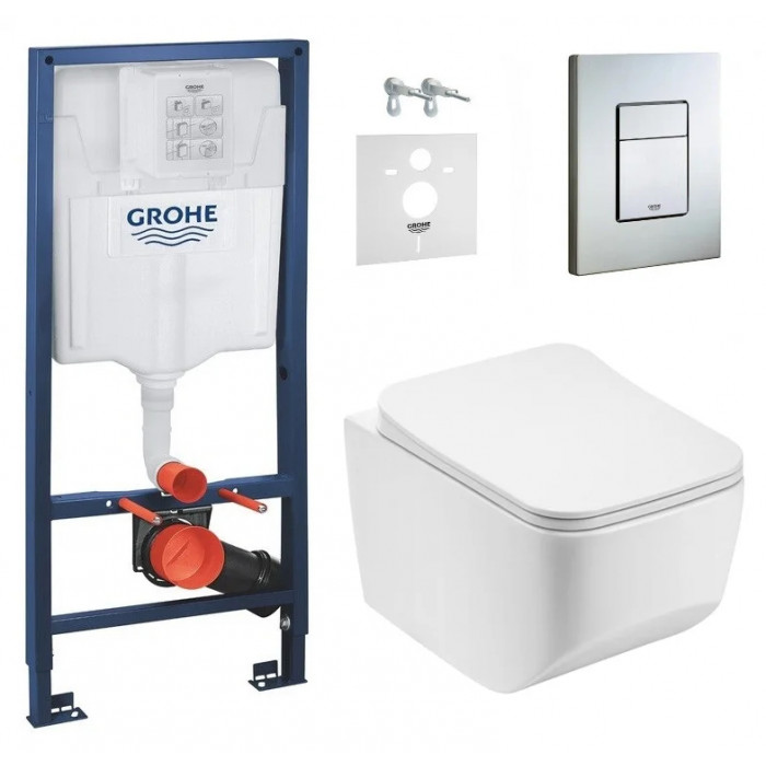 Комплект: инсталляция Grohe 38772001, панель Grohe 38732000, унитаз Dusel DWHT10201530R