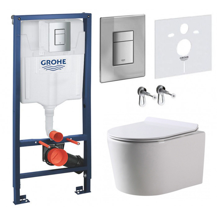 Комплект: инсталляция Grohe 38772001, панель Grohe 38732000, унитаз Dusel DWHT10210230R