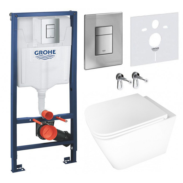 Комплект: инсталляция Grohe 38772001, панель Grohe 38732000, унитаз Dusel DWHT10210330R