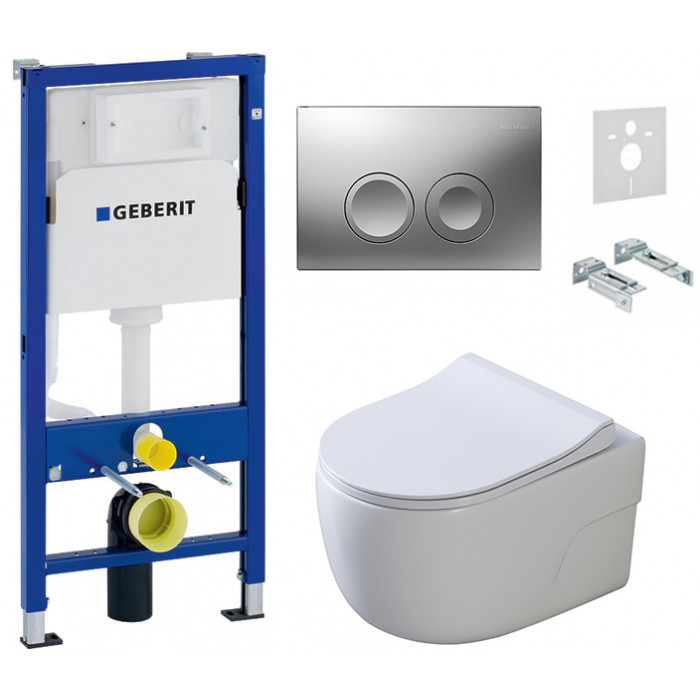Комплект: інсталяція Geberit 458.103.00.1, панель Geberit Delta 21 хром, унітаз Dusel DWHT10201230R
