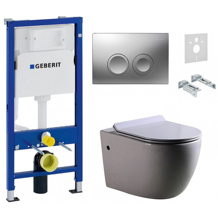 Комплект: інсталяція Geberit 458.103.00.1, панель Geberit Delta 21 хром, унітаз Dusel DWHT10200930R