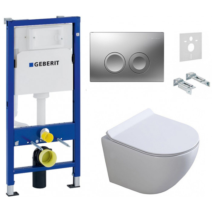 Комплект: інсталяція Geberit 458.103.00.1, панель Geberit Delta 21 хром, унітаз Dusel DWHT10201130R