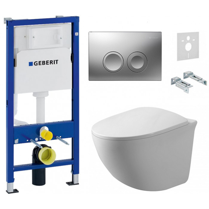 Комплект: інсталяція Geberit 458.126.00.1, панель Geberit Delta 50 хром, унітаз Dusel DWHT10201630R
